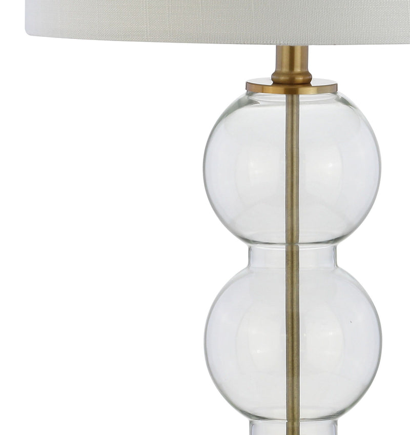 27" Novelty Table Lamps With Drum Shades (Set of 2) - Gold / Clear