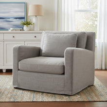 Load image into Gallery viewer, 38" Linen Arm Chair - Gray And Wood Brown
