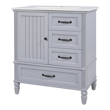 Load image into Gallery viewer, 30&quot; Bathroom Vanity With Sink, Bathroom Cabinet With A Door, 3 Drawers Legs, Adiustable Foot Pads - Gray
