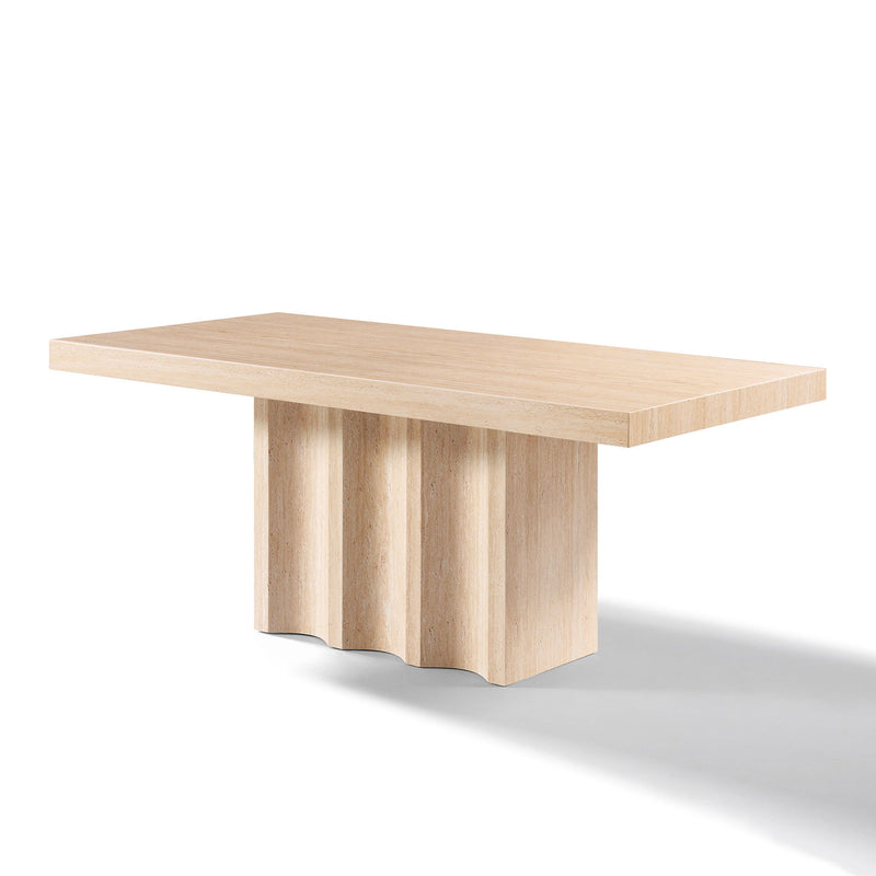 Stone Pedestal Base Dining Table - Beige