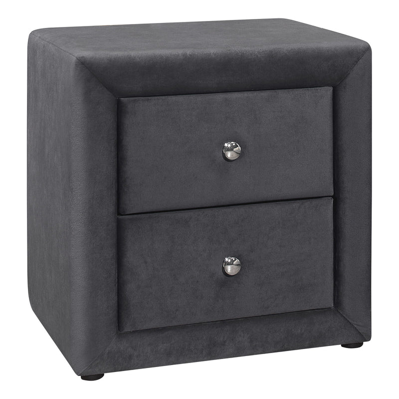 Velvet Two Drawer Nightstand - Dark Gray