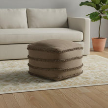 Load image into Gallery viewer, Cotton Striped Pouf Ottoman - Brown
