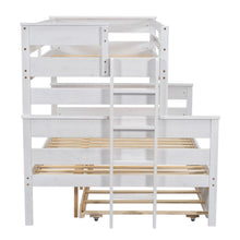 Load image into Gallery viewer, Wood Twin over Full Bunk Bed with Twin Size Trundle, White
