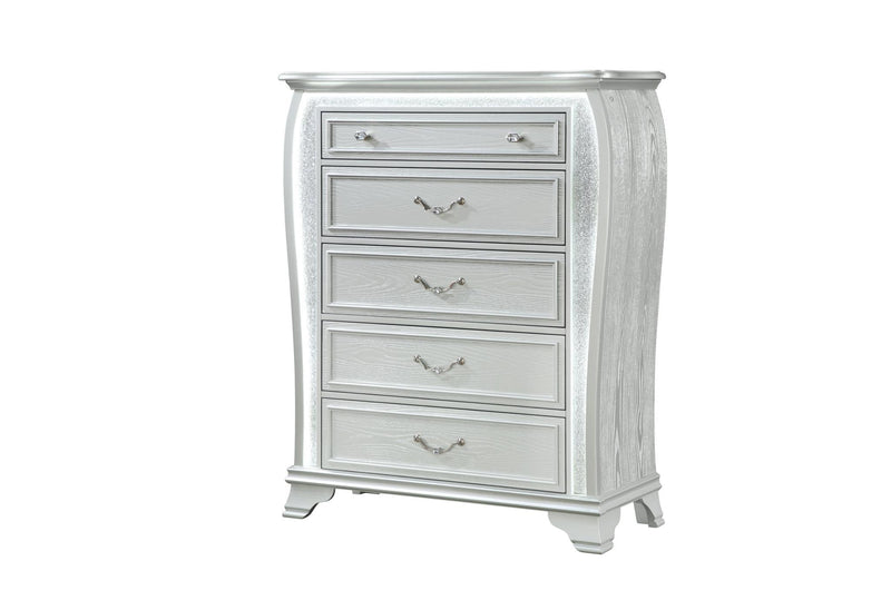 Wood Lighted Five Drawer Dresser (766578) - Silver