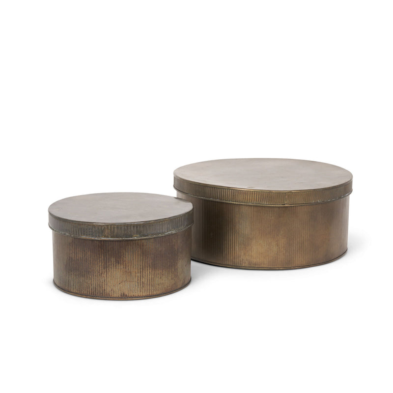 Decorative Boxes (Set of 2) - Antiqued Gold
