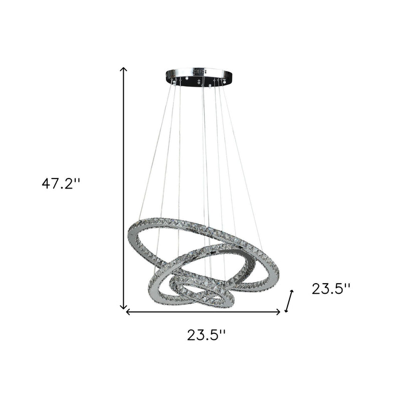 Metal And Crystals LED Dimmable Chandelier - Silver