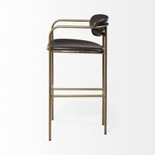 Load image into Gallery viewer, Faux Leather And Steel Bar Height Bar Chair - Black And Gold
