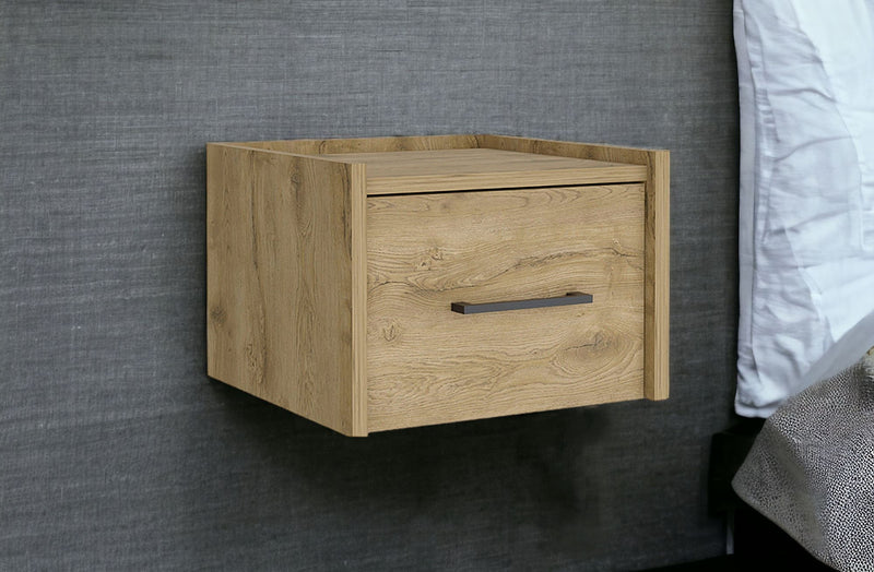 10" One Drawer Faux Wood Nightstand - Light Brown