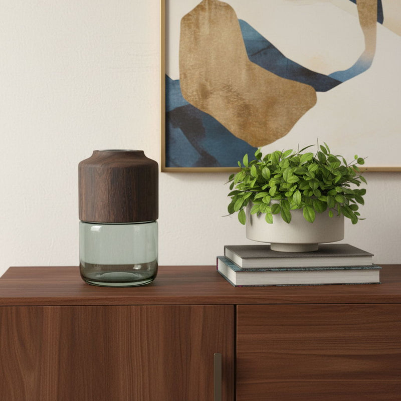 Round Table Vase With - Brown / Sage
