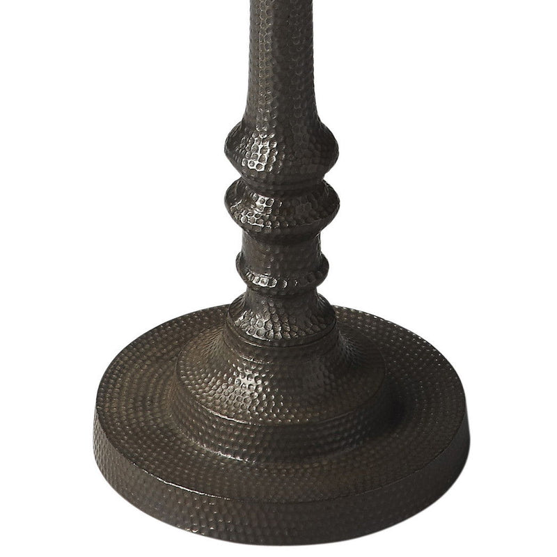 24" Transitional Metal Round Pedestal End Table - Bronze