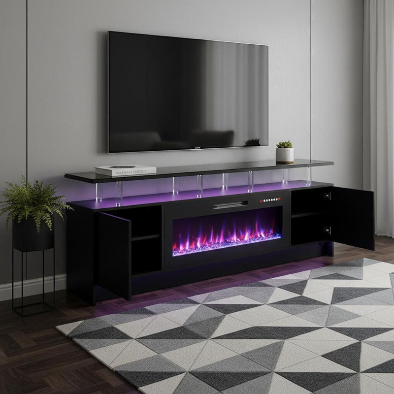 Wood Fireplace Entertainment Center With Fireplace (723795) - Black