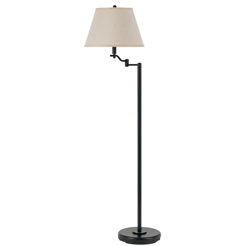 60" Swing Arm Floor Lamp With Beige Empire Shade - Bronze