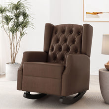 Load image into Gallery viewer, Amedou - Contemporary Tufted Wingback Rocking Chair - Dark Brown
