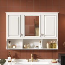 Load image into Gallery viewer, Modern Wall Mounted Mirror Medicine Cabinet With Open Shelves, Adjustable Interior, Storage Over Toilet
