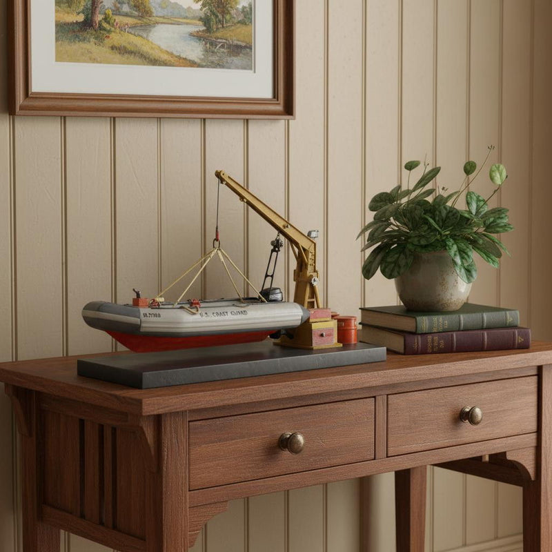 Hand Painted Model Boat - Gray / Gold