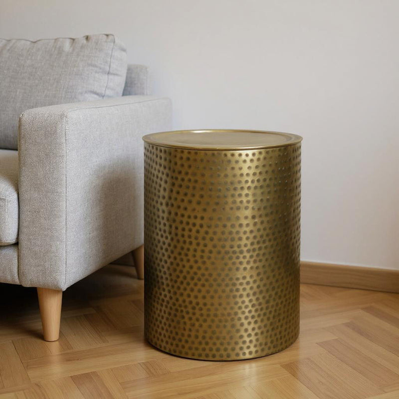 Metal Round End Table - Gold