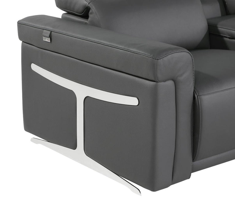 Italian Leather Modular L Shaped Five Piece Corner Sectional - Gray