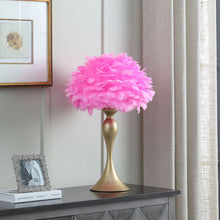 Load image into Gallery viewer, Glam Feather And Gold Table Lamp - Hot Pink
