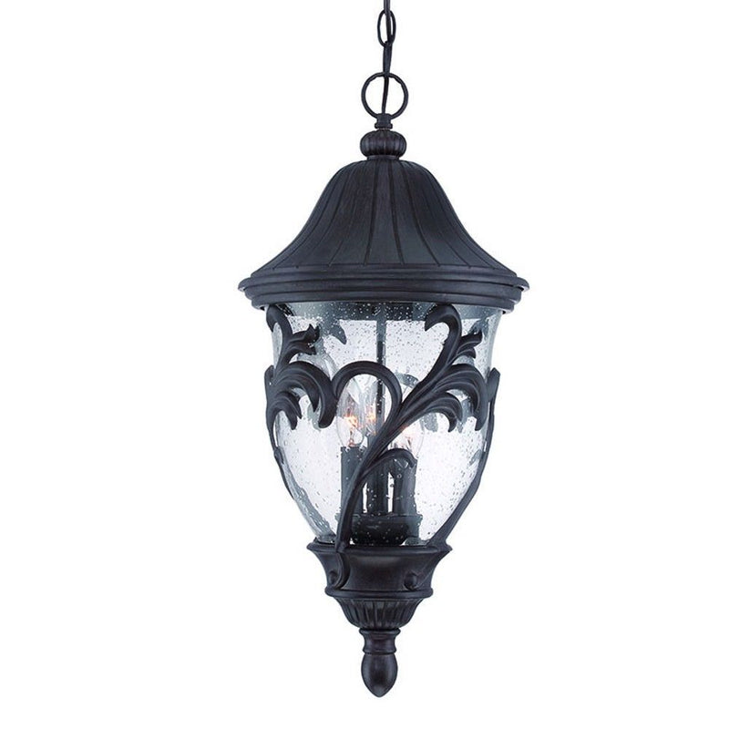 XL Three Light Leaf Detail Hanging Light - Matte Black
