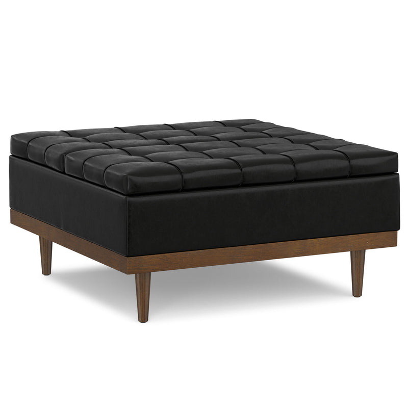 Modern Upholstery Storage Ottoman - Walnut / Black