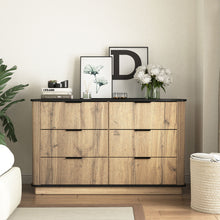 Load image into Gallery viewer, Modern 6 Drawer Cabinet With Metal Rounded Corners And Exquisite Handles Multi Functional Storage - Natural Wood
