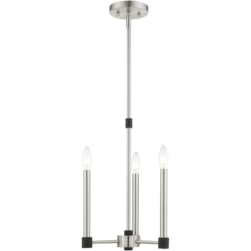 19" Three Light Dimmable Chandelier With Shades - Nickel