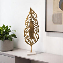 Load image into Gallery viewer, Marble Leaf Tabletop Sculpture - Gold / White
