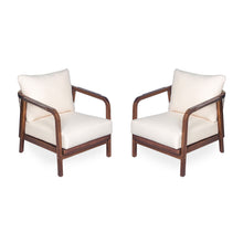 Load image into Gallery viewer, Outdoor Lounge Chair With Woven Backrest, Solid Wood Frame, Comfortable Cushions

