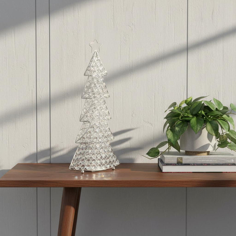 Glam Faux Crystals Christmas Tree Tabletop Sculpture - Silver