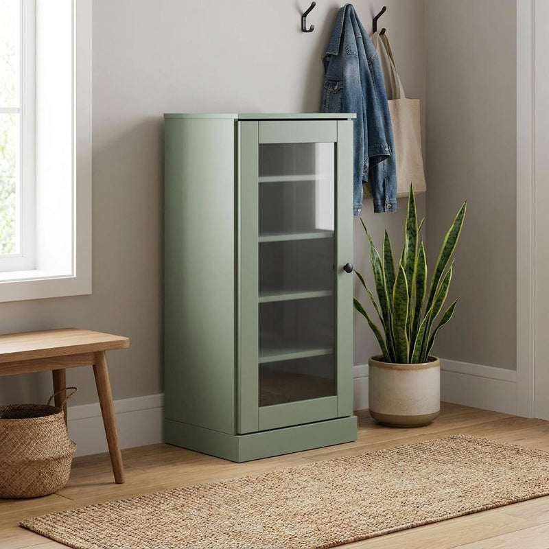 Ten Pair Solid Woodshoe Storage Cabinet (752267) - Sage