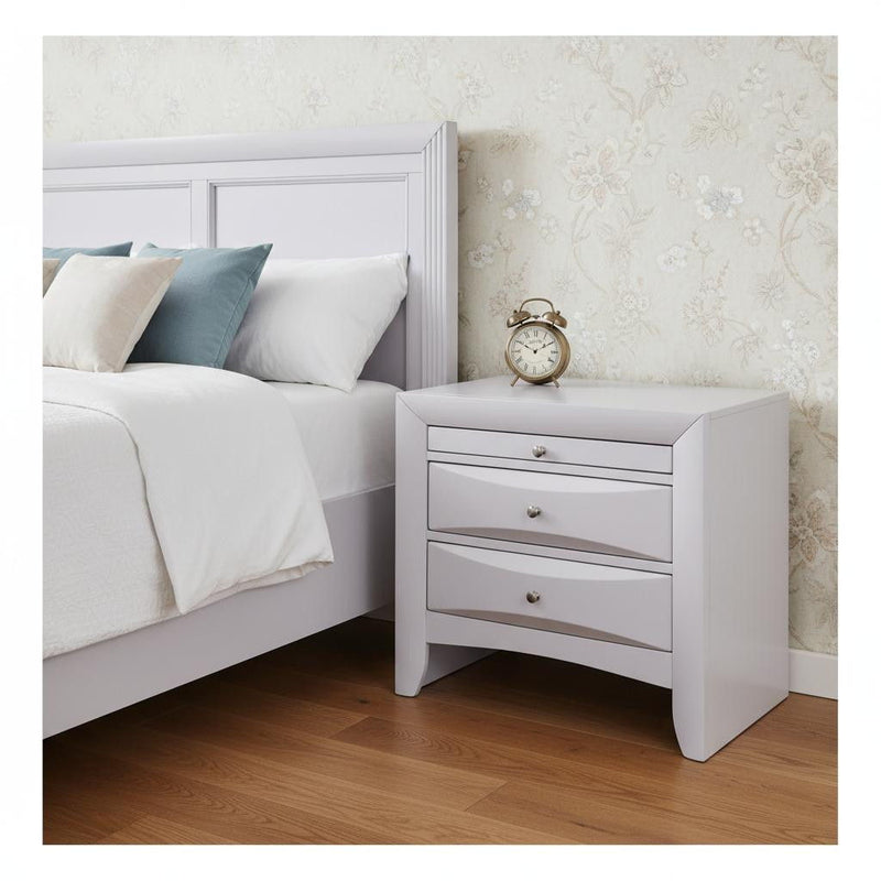 Elegant 3 Drawer Nightstand - White