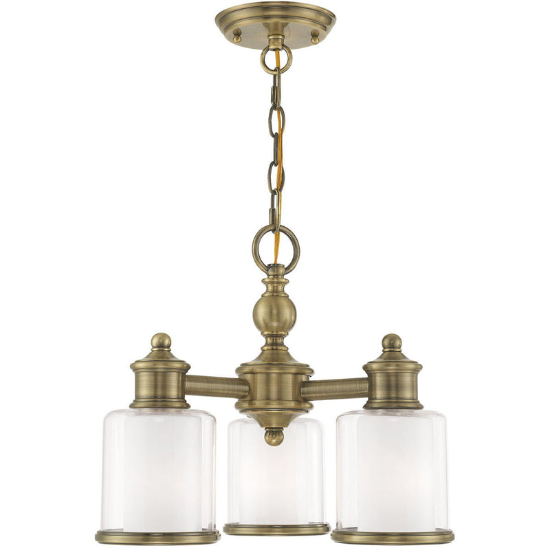 14'' Three Light Dimmable Chandelier With Shades - Antiqued Brass