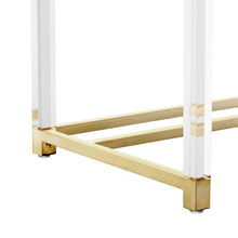 Load image into Gallery viewer, 48" Black Clear and Gold Wood Acrylic and Stainless Steel Writing Desk With Two Drawers

