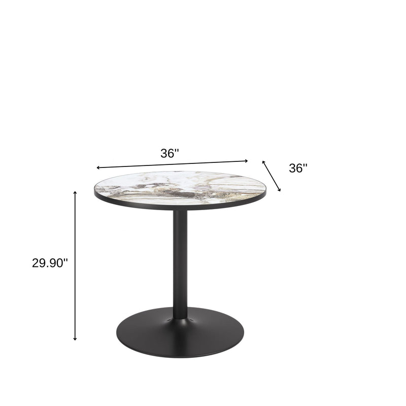 Glass Steel Pedestal Base Round Top Dining Table - Gray