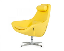 Load image into Gallery viewer, Modern Faux Leather And Steel Swivel Chair - Yellow
