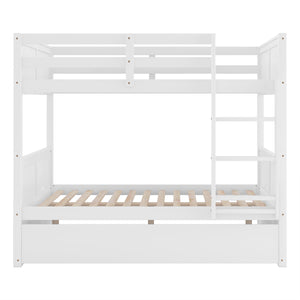 Full Over Full Bunk Bed with Twin Size Trundle, White ( old sku: LP000250AAK )