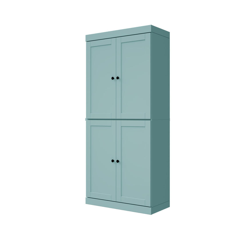 Adjustable Six Tier Library Bookcase With Four Doors (745609) - Aqua