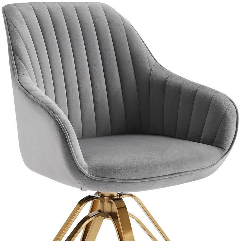 Velvet And Gold Swivel Arm Chair 23" - Gray