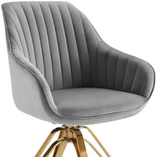 Load image into Gallery viewer, Velvet And Gold Swivel Arm Chair 23" - Gray
