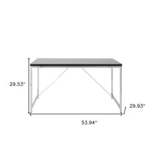 Load image into Gallery viewer, 54" Black and Silver Wood and Stainless Steel Writing Desk
