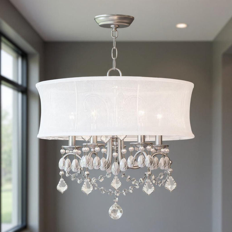 19" Five Light Dimmable Chandelier With Shades - Nickel