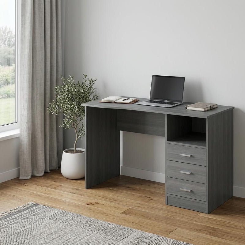 Pedestal Computer Desk With Three Drawers (723757) - Gray