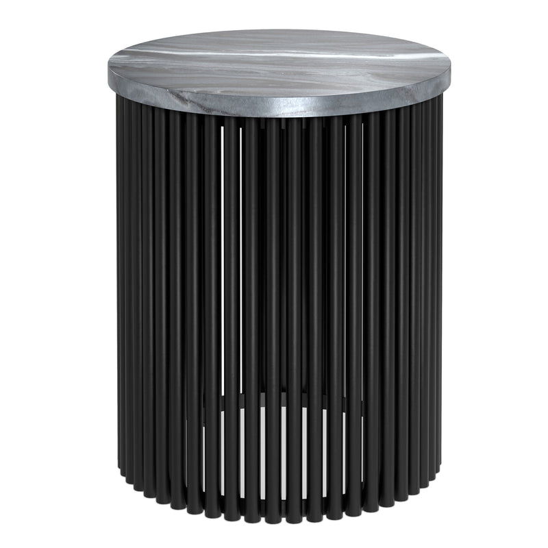 21" Marble Round End Table - Black