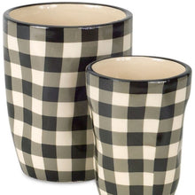Load image into Gallery viewer, Geometric Round Pot Planters (Set of 6) - Black / Ivory

