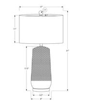 Load image into Gallery viewer, 31" Cream Ceramic Geometric Table Lamp With Beige Drum Shade
