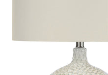 Load image into Gallery viewer, 28" White and Silver Ceramic Round Table Lamp With Cream Drum Shade
