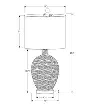 Load image into Gallery viewer, 28" White and Silver Ceramic Round Table Lamp With Cream Drum Shade
