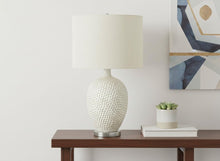 Load image into Gallery viewer, 28" White and Silver Ceramic Round Table Lamp With Cream Drum Shade
