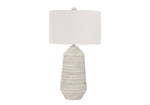 Load image into Gallery viewer, 33" Ivory Ceramic Geometric Table Lamp With Cream Drum Shade

