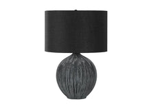 Load image into Gallery viewer, 23" Black Ceramic Round Table Lamp With Black Drum Shade
